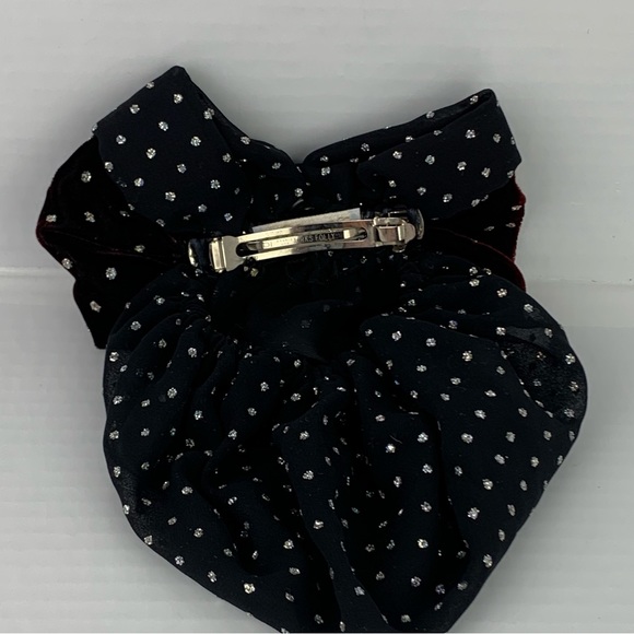 Kirk’s Folly Black & Wine Velvet Barrette Bow & Chignon Bun Cover - Picture 6 of 6
